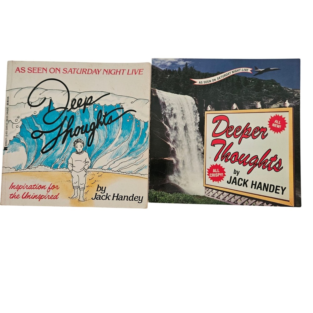 Jack Handey Deep Thoughts & Deeper Thoughts SNL Humor Book Set 1992 1993 Vintage